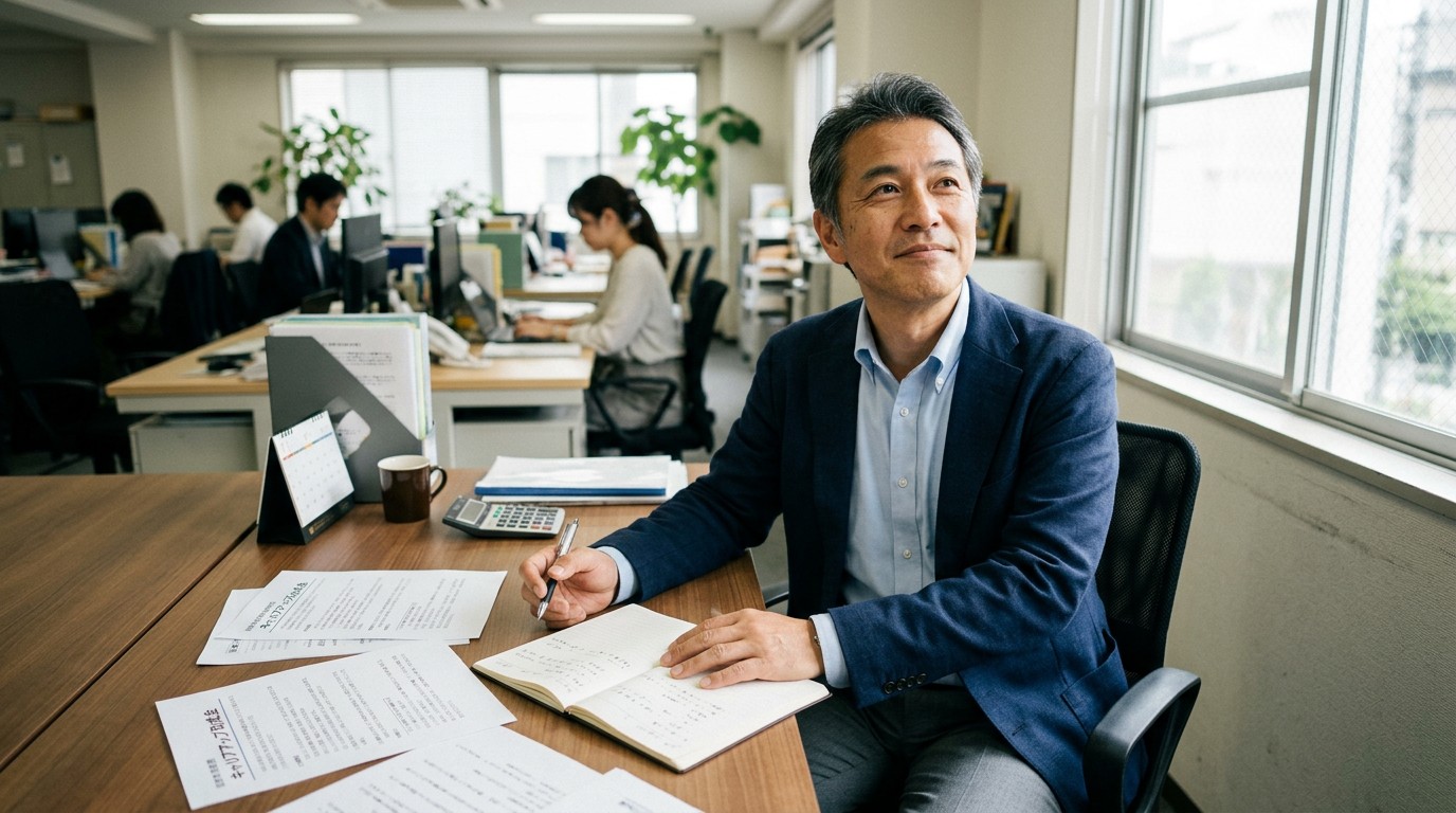 正社員登用の面談を行う経営者と従業員