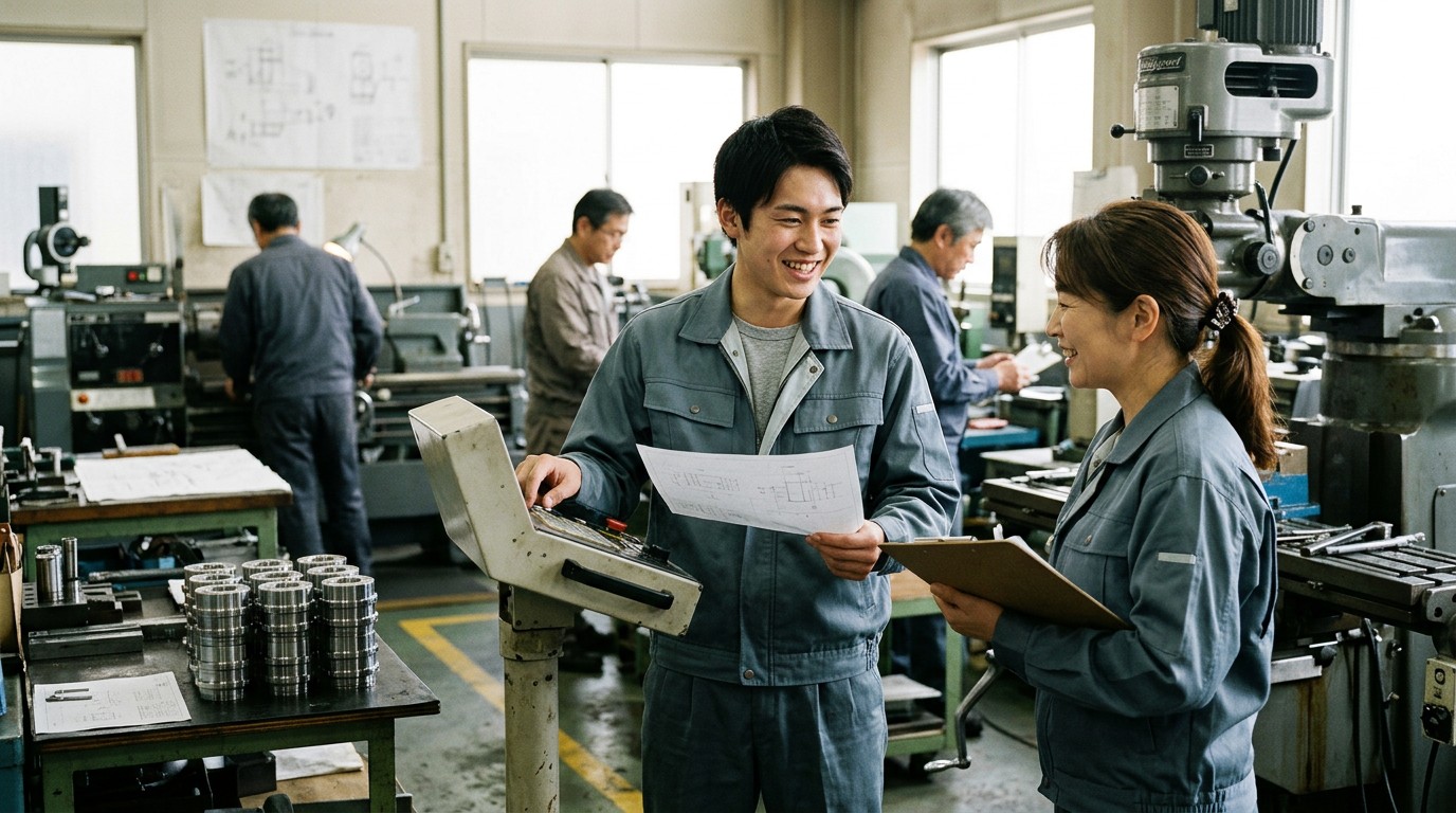 正社員化の計画と就業規則を確認する様子