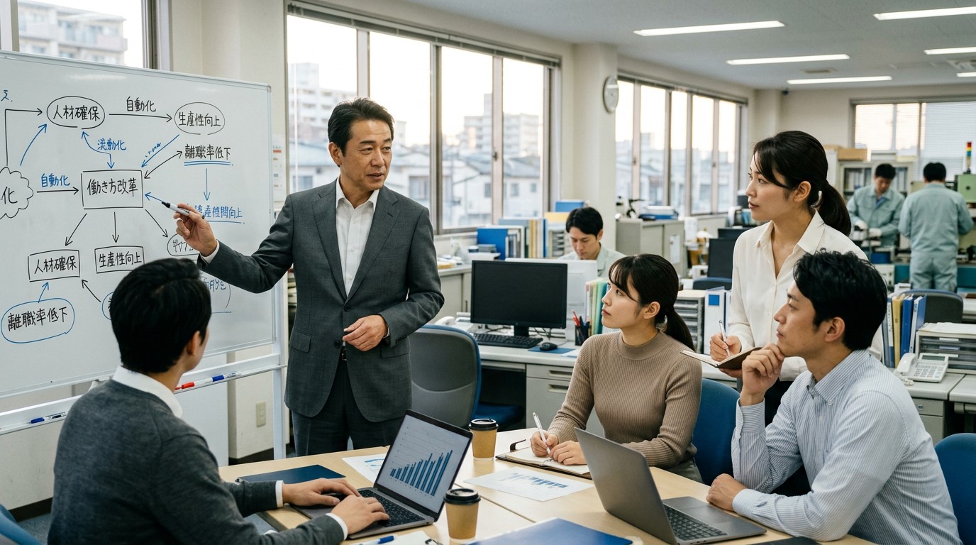 人手不足で稼働できなくなった中小企業の現場のイメージ