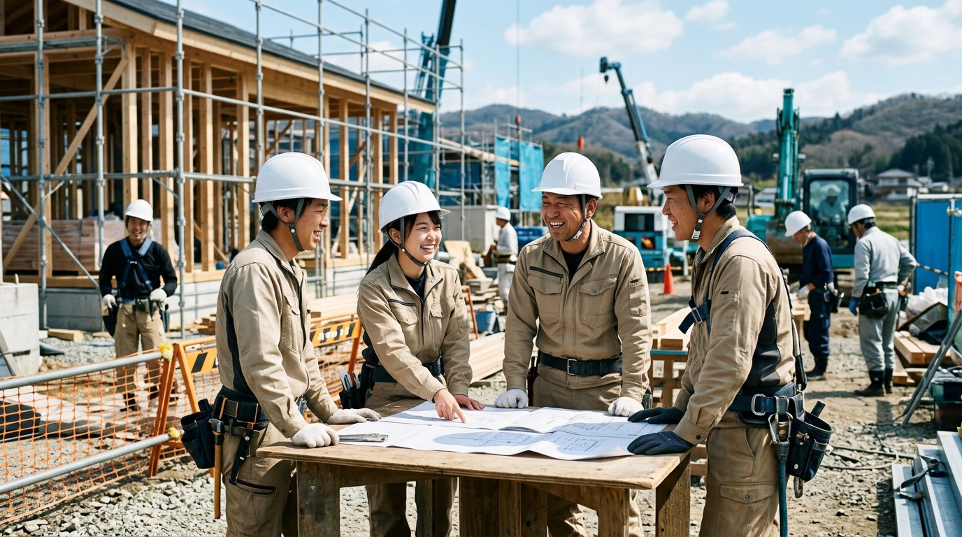 特定技能で働く外国人材と日本人職人が協働する建設現場