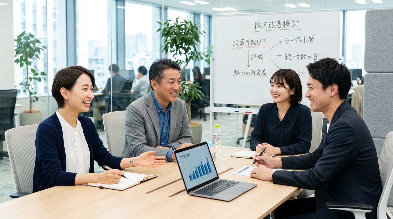 募集前のチェックリストを確認する中小企業の経営者のイメージ