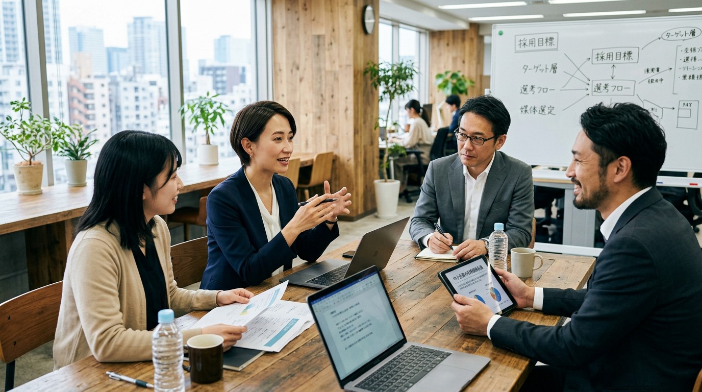選考プロセスを設計し面接を進める中小企業のイメージ