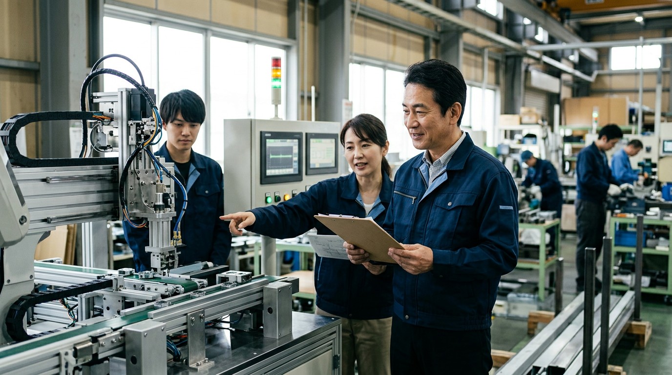 自動化機器を導入した中小企業の作業現場